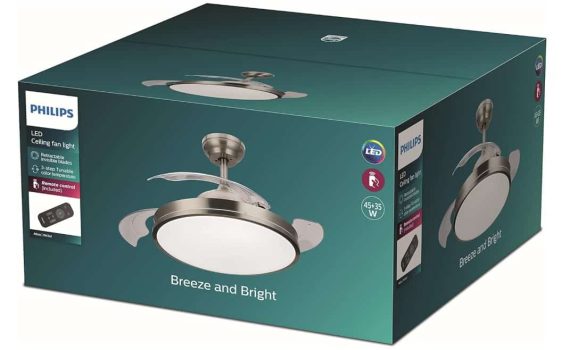 Philips - Atlas Ventilador de techo con luz LED incorporada (28W) y mando