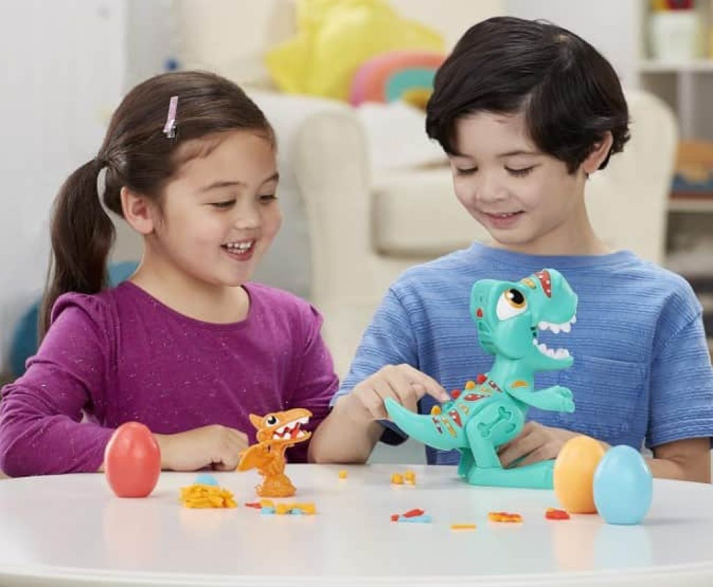 Play-Doh Juguete Rex el Dino glotón niños a Partir de 3 años con Sonidos de Dinosaurio y 3 Huevos