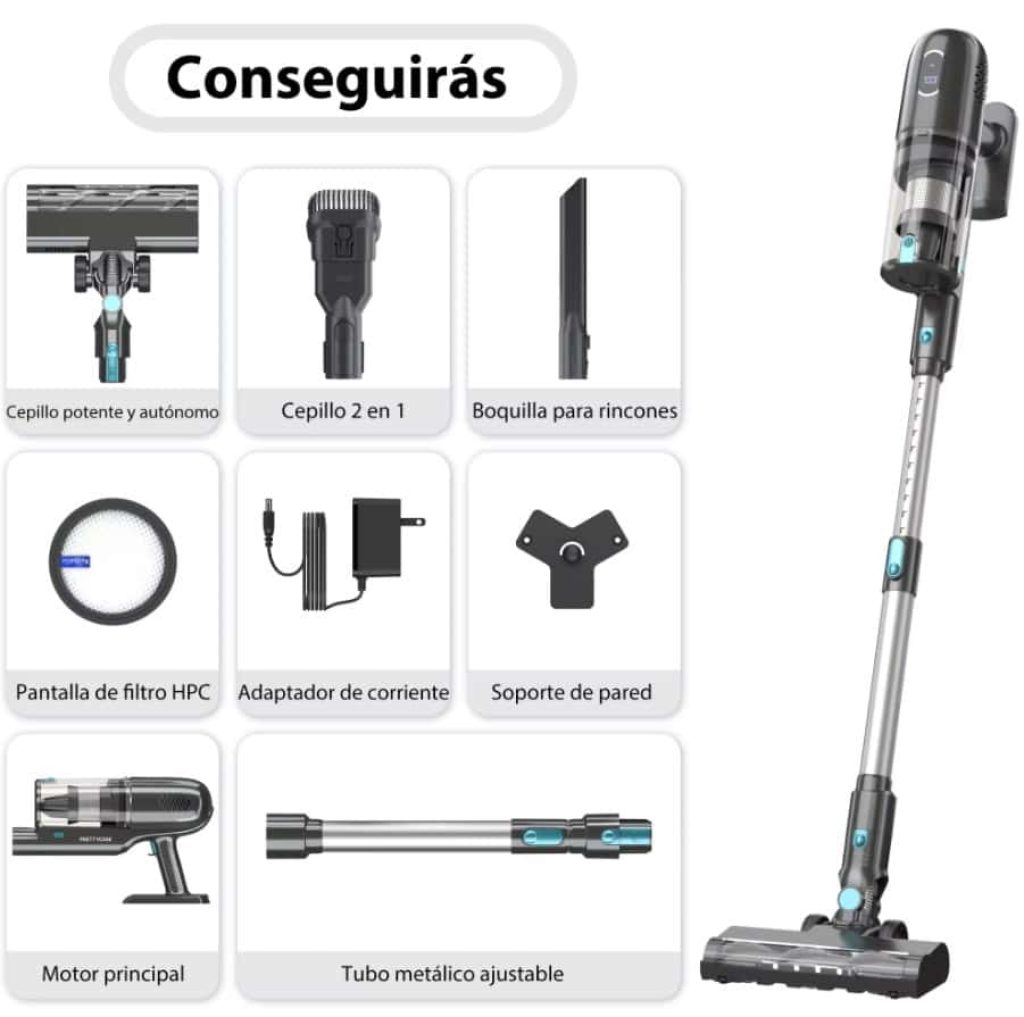 PrettyCare-aspiradora inalámbrica P1 Pro, 30kPa, potente aspirador de palo con Motor sin escobillas, pantalla táctil LED, 45 minutos