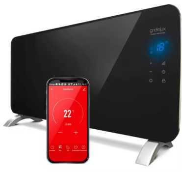 Radiador Eléctrico Convector Cristal 2000W Negro Calefacción WIFI APP Gridinlux