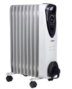 Radiador de aceite Jocca: no necesita instalación, silencioso, desprende un calor homogéneo, suave y progresivo, termostato regulable con 3 niveles de potencia, protección contra sobrecalentamiento, 4 ruedas , asa y recoge cable para fácil traslado