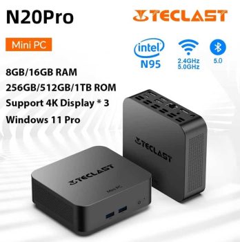 Teclast N20 Pro, Mini PC Computer, for Intel N95, 8GB+256GB,16GB+512GB, 16GB+1TB, Windows 11 Pro, Support 4K Display*3, Type C