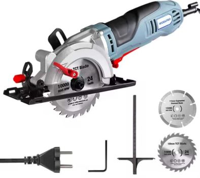 WORKPRO-Minisierra eléctrica circular, herramienta multifuncional con cuchilla TCT y sierra de hoja de diamante, 710W