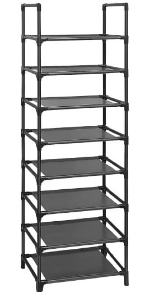 ZAPATERO ORGANIZADOR DE ZAPATOS 8 BALDAS ESTANTERIA PARA ZAPATOS ESTRUCTURA DE METAL CAPACIDAD DE 16 A 20 PARES COLOR NEGRO