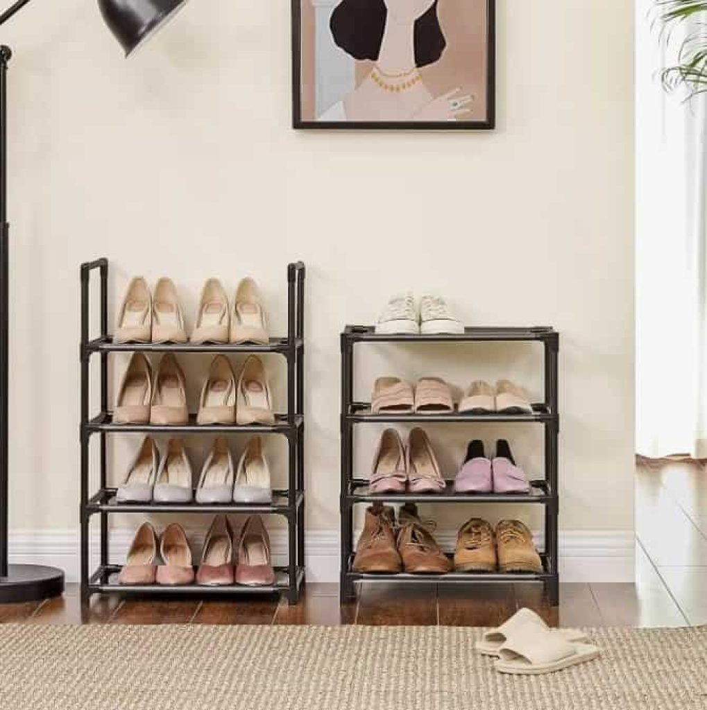 ZAPATERO ORGANIZADOR DE ZAPATOS 8 BALDAS ESTANTERIA PARA ZAPATOS ESTRUCTURA DE METAL CAPACIDAD DE 16 A 20 PARES COLOR NEGRO