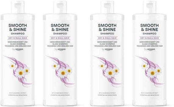 by Amazon - Champú Smooth & Shine, 2 x 400 ml (Paquete de 2)