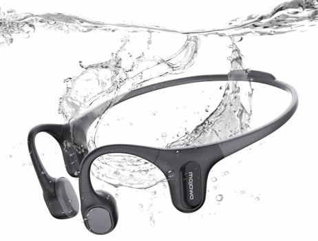 mojawa Run Plus Auriculares de Conducción Ósea, Impermeables IP68 para Nadar, Bluetooth con Micrófono y 32GB MP3, Auriculares Inalámbricos para Correr, Nadar, Andar en Bicicleta, Color Negro
