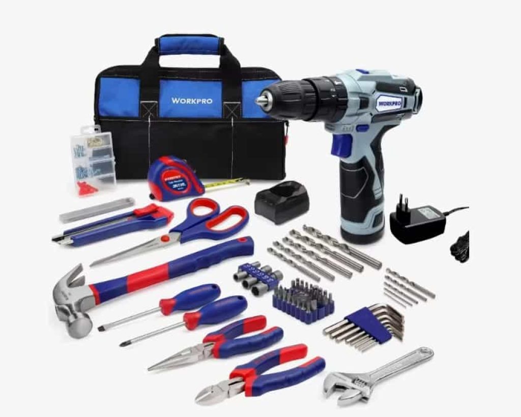 WORKPRO-Juego de Herramientas Básicas, 178 piezas, Herramientas manuales con Bolsa, Juego de Herramientas Profesionales para bricolaje