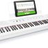 RockJam Piano con teclado de 49 teclas con fuente de alimentación, atril para partituras, pegatinas para notas y lecciones simples.