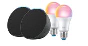 Altavoz inteligente – Echo Pop + Wiz, Pack 2 Echo Pop + 2 Bombillas WiZ, en oferta en Mediamarkt