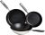 Amazon Basics – Juego de Utensilios de Cocina de Inducción – Sartenes y Wok, Antiadherentes, Acero Inoxidable, 24/28/28 cm, 3 Unidad, Plata
