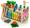 Amtreen Juguetes Montessori de Madera para 1 año de Golpear a un Topo Juego Martillo Zanahoria Cosecha Juego Aprender Juguetes de Desarrollo para Niños Pequeños Actividades Regalo Rosa