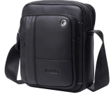 BAIGIO Bolso Bandolera Hombre de Cuero Bolso de Hombro Piel Pequeño Vintage Crossbody Bag Casual (Negro)