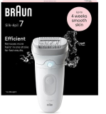 Braun Silk-épil 7, Depiladora Eléctrica Para Una Eliminación Del Vello Fácil, Piel Suave Duradera, 7-011, Blanca/Plateada