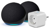 Echo Dot (5.ª generación) | Antracita, pack de 2 + Sengled Smart Plug, compatible con Alexa – Kit de inicio de Hogar digital