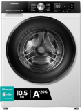 Hisense WF3S1045BW3 – Lavadora 10 kg carga frontal, Clase A, 10.5 kg, Conectividad WiFi, Monitor de Consumo, Función Vapor 99.9%