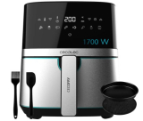 Cecotec Freidora de Aire sin Aceite de 5,5 L Air Fryer Cecofry Full Inox 5500 Pro con Accesorios. 1700 W, Táctil, 8 Modos, Pack de Accesorios