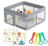 Parque Infantil para Bebés 120x120cm + Alfombra Bebe + 2 Agarraderas – Parque de Juego para Bebés Plegable – Playpen Bebe