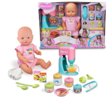 NENUCO – Muñeco bebé con Accesorios de comiditas y merienditas para Hacer Las papillas, Famosa (NFN43000)