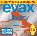 Evax Liberty Super Con Alas, 80 Compresas, Hasta Cero Olor, Humedad e Incomodidad _ Formato Ahorro