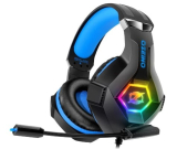 Cascos Gaming, Auriculares Gaming con Micrófono Rotatorio, Luz RGB, Premium Stereo, Orejeras Ligero Cómodo, para Ps4 Ps5 Xbox PC Switch Tableta Laptop