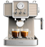 Cecotec Cafetera Express Power Espresso 20 Tradizionale Light Beige. 1350 W, Espresso y Cappucicno, 20 Bares y Thermoblock, Vaporizador, Manómetro, Diseño Vintage, Capacidad 1,5 Litros