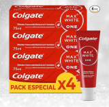 Colgate Max White One Pasta de Dientes Blanqueadora, Pack 4 Uds x 75ml