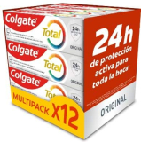 Colgate Total Original Pasta de Dientes, Pack 12 Uds x 75 ml, 24H Defensa Antibacteriana, Doble Zinc