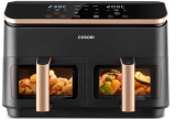 Cosori Freidora de Aire con Doble Cesta 8,5L Air Fryer, SYNC Finish, 2-4 Personas, 10 en 1, 35-230℃, Acero Inox Interior