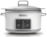 Crock-Pot Duraceramic | Olla de cocción lenta digital | Recipiente Compatible con Fuego e inducción | 5 L | Acero Inoxidable, Blanco [CSC026X]