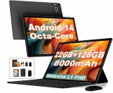Dghrti 2025 Newest Tablet 10 Pulgadas Android 14, 22GB RAM+128GB ROM (1TB TF), CPU Octa-Core, 8000mAh, Widevine L1