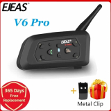 EJEAS-intercomunicador V6PRO para casco de motocicleta, interfono con Bluetooth, 850mAh, 1200m, para 6 conductores
