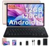 FACETEL Tablet 10 Pulgadas, Tablet Android 13 Tablet Octa-Core 2.0 GHz, 12GB RAM + 128GB ROM (1TB TF), 5G WiFi, Bluetooth 5.0, 5MP+8MP, HD IPS, Facciale ID, Widevine L1, Tablet con Teclado y Raton – Oro Rosa
