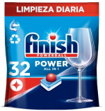 Finish Powerball Power All in 1 Pastillas para el Lavavajillas, 32 Pastillas