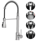 Grifos para fregadero de cocina – 4 Patrones de Rociado, Grifo Acero Inoxidable Giratorio de 360°, Monomando Cabezal Grifo – SREWOHS PRO