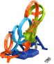 Hot Wheels Action Vueltas y choques desafiantes, Pista para Coches de Juguete Plegable con 4 loopings, HXT06