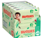 Huggies Natural Care Toallitas 99% Agua y con Aloe Vera, 560 Toallitas (10 packs de 56 Toallitas)
