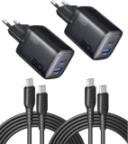 INIU 30W Cargador USB C 2-Paquetes, [USB-C + USB-A]