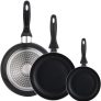 Juego de 3 sartenes antiadherentes WELLHOME 16/20/24 cm y Batería de Cocina 5 piezas de acero Inoxidable