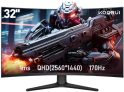 KOORUI Monitor Gaming Curvo 31,5 Pulgadas, Ultrawide Pantallas Ordenador QHD, 170HZ