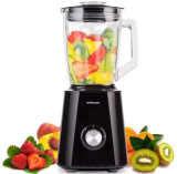 Mellerware – Batidora de vaso eléctrica 1500W. Jarra cristal 1,5L, 6 cuchillas. Tratamiento fruta, smoothie, picadora, Batidos. Picahielos. INOX. T