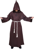 Myir JUN Disfraz de Monje Sacerdote Túnica Medieval Renacimiento Traje con Cruz para Halloween Carnaval