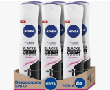 NIVEA Black & White Invisible Original Spray Desodorante 200ml, 6 unidades, 200ml*6