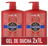 Old Spice Captain Gel De Baño Y Champú Para Hombres, Jabón 3 En 1 Para Cuerpo, Pelo Y Rostro, Frescor Duradero, Pack 2×1000 ml