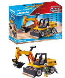 PLAYMOBIL City Action 71407 Excavadora, structura giratoria de 360 Grados y Patas de Soporte, Juguete para niños a Partir de 4 años