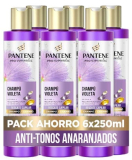 Pantene Pro-V Miracles Violeta Champú Reparador con Biotina y Keratina 250ml x6 Atenúa los Tonos Amarillos y Recupera la Fuerza del Cabello Decolorado, con Mechas o muy Tratado