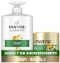 Pantene Pro-V Suave Y Liso Champú 1000ml Dispensador, Y Mascarilla Protectora De Keratina 500ml