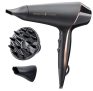 Remington Secador de Pelo Profesional PROluxe Midnight Edition – 2400 W, Iónico, Tecnología OPTIHeat, Sin Encrespamiento, Motor AC, Difusor y Concentrador, 3 Temperaturas, 2 Velocidades – AC9140B