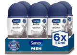 Sanex Men Dermo Invisible Desodorante Roll-On para Hombre, Protección 24H, Pack 6 Uds x 50ml