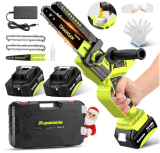 Supstable Mini Motosierra Bateria 8 y 6 Pulgadas, 8000mAh Motosierra Eléctrica, Motosierra de Mano Inalámbrica para Ramas y Jardinería